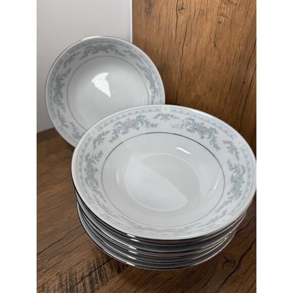 Somerset By Excel China Bowls Vintage Floral Platinum Trim Blue Pink Delicate - Picture 1 of 5